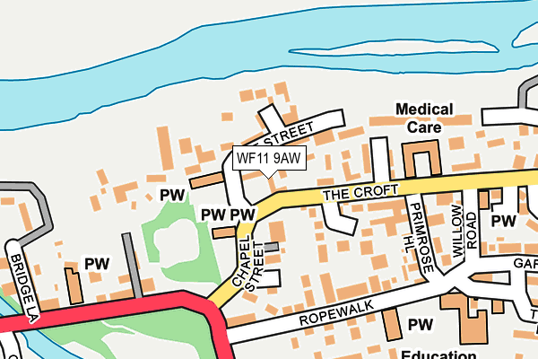 WF11 9AW map - OS OpenMap – Local (Ordnance Survey) WF11 9AW map - OS OpenMap – Local (Ordnance Survey)