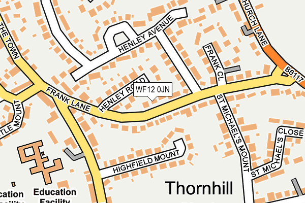 WF12 0JN map - OS OpenMap – Local (Ordnance Survey) WF12 0JN map - OS OpenMap – Local (Ordnance Survey)