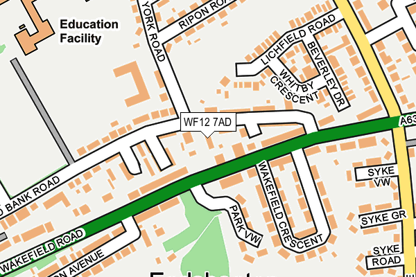 WF12 7AD map - OS OpenMap – Local (Ordnance Survey) WF12 7AD map - OS OpenMap – Local (Ordnance Survey)