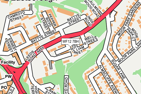 WF12 7BH map - OS OpenMap – Local (Ordnance Survey) WF12 7BH map - OS OpenMap – Local (Ordnance Survey)