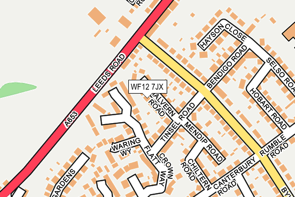 WF12 7JX map - OS OpenMap – Local (Ordnance Survey) WF12 7JX map - OS OpenMap – Local (Ordnance Survey)