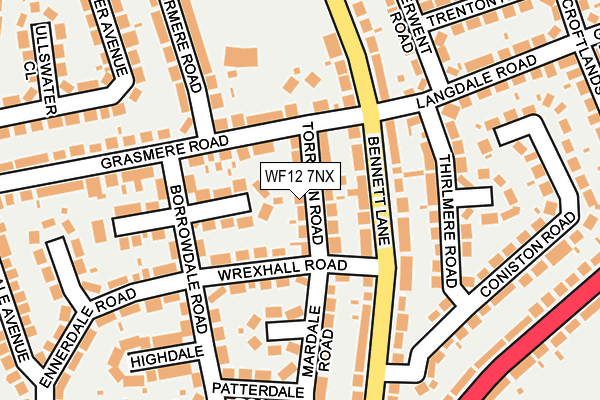 WF12 7NX map - OS OpenMap – Local (Ordnance Survey) WF12 7NX map - OS OpenMap – Local (Ordnance Survey)