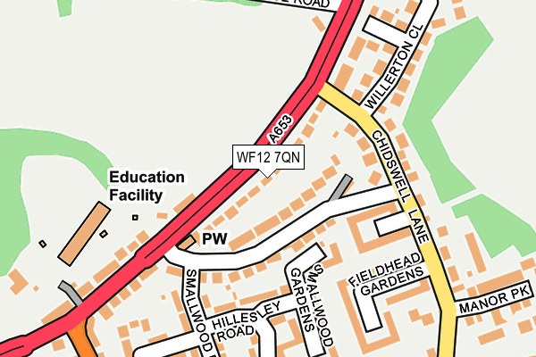 WF12 7QN map - OS OpenMap – Local (Ordnance Survey) WF12 7QN map - OS OpenMap – Local (Ordnance Survey)