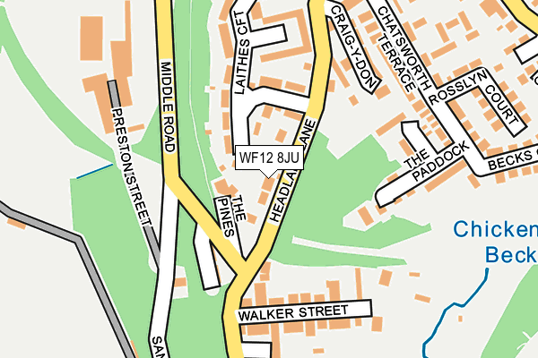 WF12 8JU map - OS OpenMap – Local (Ordnance Survey) WF12 8JU map - OS OpenMap – Local (Ordnance Survey)