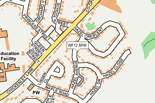 WF12 8PW map - OS OpenMap – Local (Ordnance Survey) WF12 8PW map - OS OpenMap – Local (Ordnance Survey)