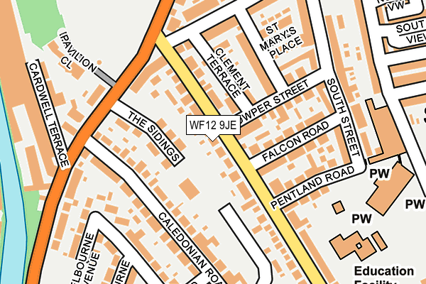 WF12 9JE map - OS OpenMap – Local (Ordnance Survey) WF12 9JE map - OS OpenMap – Local (Ordnance Survey)