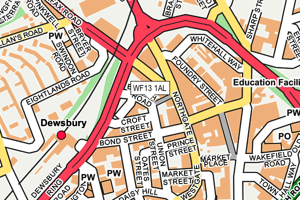 WF13 1AL map - OS OpenMap – Local (Ordnance Survey) WF13 1AL map - OS OpenMap – Local (Ordnance Survey)