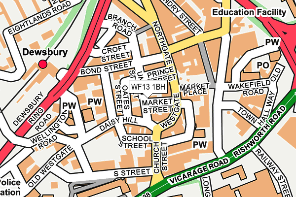 WF13 1BH map - OS OpenMap – Local (Ordnance Survey)