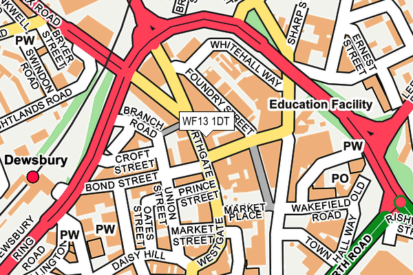 WF13 1DT map - OS OpenMap – Local (Ordnance Survey) WF13 1DT map - OS OpenMap – Local (Ordnance Survey)