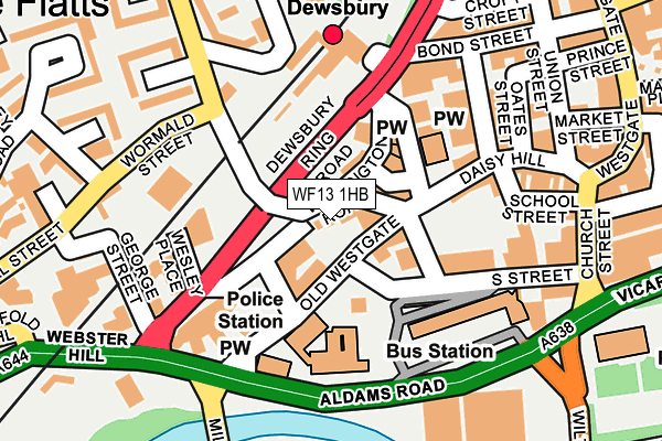 WF13 1HB map - OS OpenMap – Local (Ordnance Survey) WF13 1HB map - OS OpenMap – Local (Ordnance Survey)