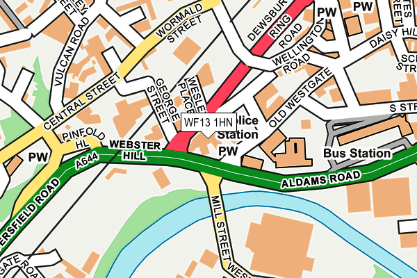 WF13 1HN map - OS OpenMap – Local (Ordnance Survey) WF13 1HN map - OS OpenMap – Local (Ordnance Survey)