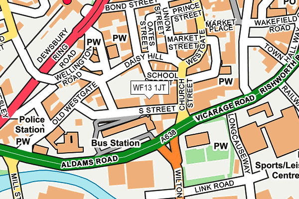 WF13 1JT map - OS OpenMap – Local (Ordnance Survey) WF13 1JT map - OS OpenMap – Local (Ordnance Survey)