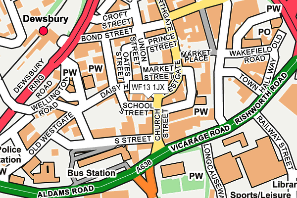 WF13 1JX map - OS OpenMap – Local (Ordnance Survey) WF13 1JX map - OS OpenMap – Local (Ordnance Survey)