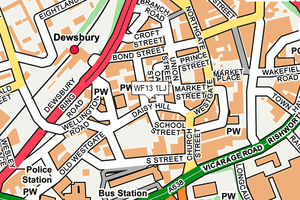 WF13 1LJ map - OS OpenMap – Local (Ordnance Survey) WF13 1LJ map - OS OpenMap – Local (Ordnance Survey)