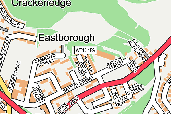 WF13 1PA map - OS OpenMap – Local (Ordnance Survey) WF13 1PA map - OS OpenMap – Local (Ordnance Survey)