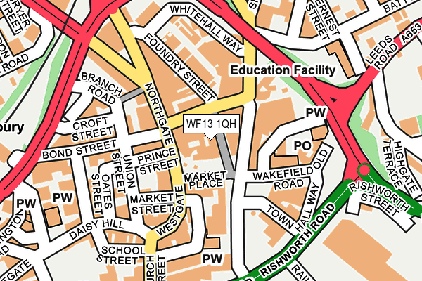 WF13 1QH map - OS OpenMap – Local (Ordnance Survey) WF13 1QH map - OS OpenMap – Local (Ordnance Survey)