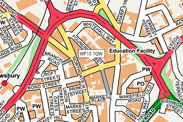 WF13 1QW map - OS OpenMap – Local (Ordnance Survey) WF13 1QW map - OS OpenMap – Local (Ordnance Survey)