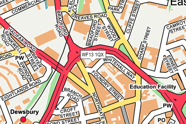 WF13 1QX map - OS OpenMap – Local (Ordnance Survey) WF13 1QX map - OS OpenMap – Local (Ordnance Survey)