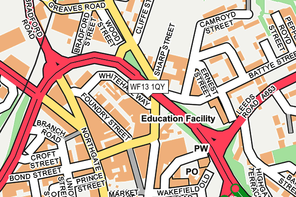 WF13 1QY map - OS OpenMap – Local (Ordnance Survey) WF13 1QY map - OS OpenMap – Local (Ordnance Survey)