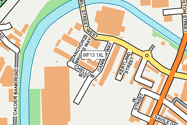 WF13 1XL map - OS OpenMap – Local (Ordnance Survey) WF13 1XL map - OS OpenMap – Local (Ordnance Survey)