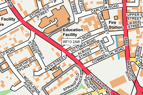 WF13 2AW map - OS OpenMap – Local (Ordnance Survey) WF13 2AW map - OS OpenMap – Local (Ordnance Survey)