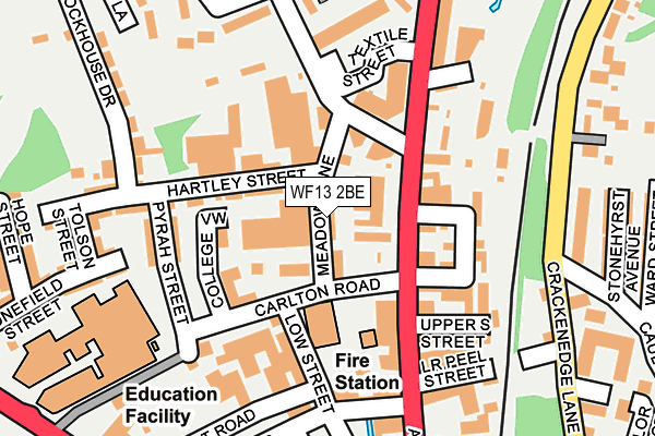 WF13 2BE map - OS OpenMap – Local (Ordnance Survey) WF13 2BE map - OS OpenMap – Local (Ordnance Survey)