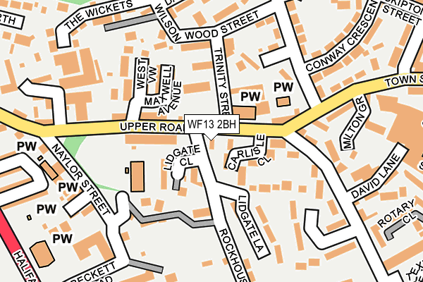 WF13 2BH map - OS OpenMap – Local (Ordnance Survey) WF13 2BH map - OS OpenMap – Local (Ordnance Survey)