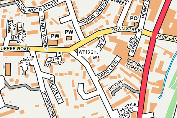 WF13 2HJ map - OS OpenMap – Local (Ordnance Survey) WF13 2HJ map - OS OpenMap – Local (Ordnance Survey)