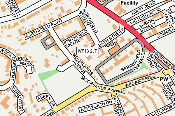 WF13 2JT map - OS OpenMap – Local (Ordnance Survey) WF13 2JT map - OS OpenMap – Local (Ordnance Survey)