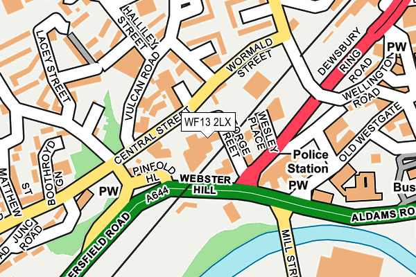 WF13 2LX map - OS OpenMap – Local (Ordnance Survey) WF13 2LX map - OS OpenMap – Local (Ordnance Survey)