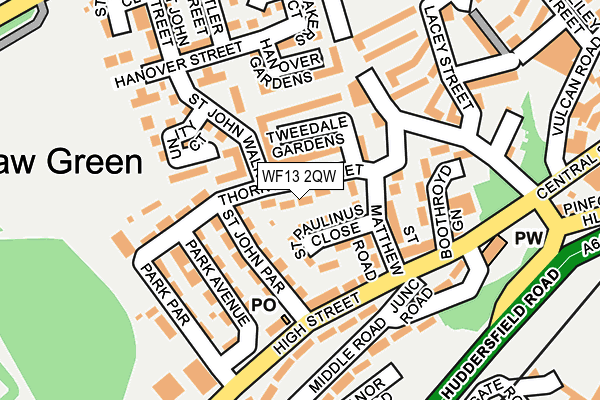 WF13 2QW map - OS OpenMap – Local (Ordnance Survey) WF13 2QW map - OS OpenMap – Local (Ordnance Survey)
