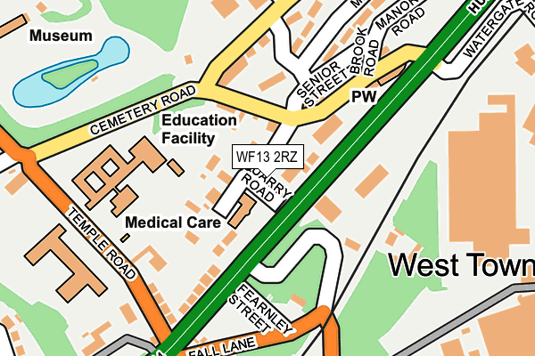 WF13 2RZ map - OS OpenMap – Local (Ordnance Survey) WF13 2RZ map - OS OpenMap – Local (Ordnance Survey)