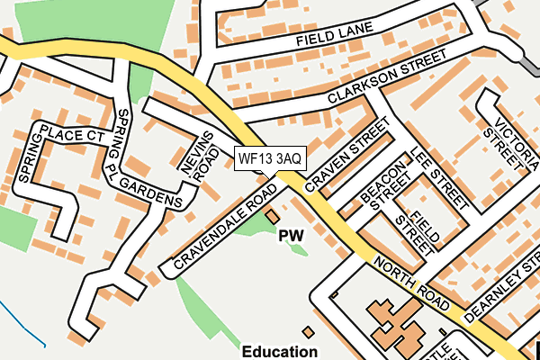 WF13 3AQ map - OS OpenMap – Local (Ordnance Survey) WF13 3AQ map - OS OpenMap – Local (Ordnance Survey)