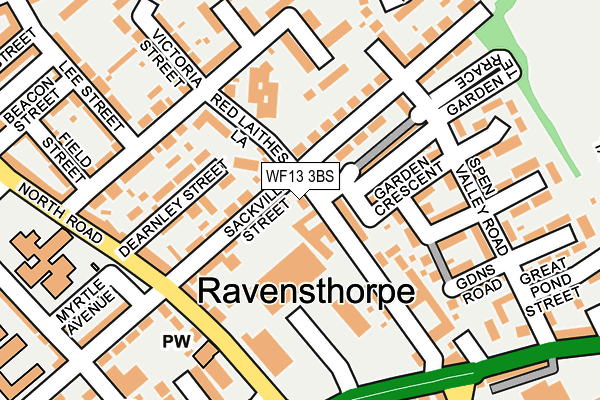 WF13 3BS map - OS OpenMap – Local (Ordnance Survey) WF13 3BS map - OS OpenMap – Local (Ordnance Survey)