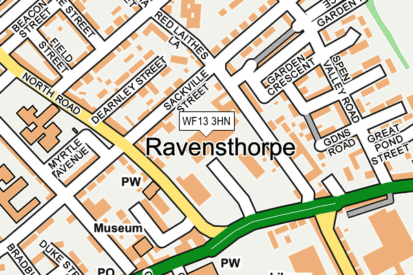 WF13 3HN map - OS OpenMap – Local (Ordnance Survey) WF13 3HN map - OS OpenMap – Local (Ordnance Survey)