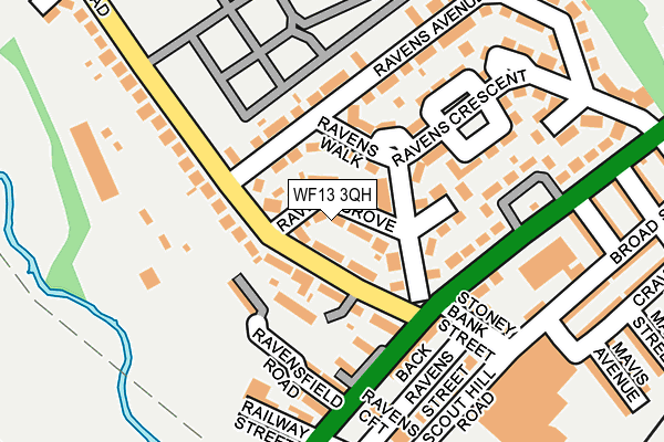 WF13 3QH map - OS OpenMap – Local (Ordnance Survey) WF13 3QH map - OS OpenMap – Local (Ordnance Survey)