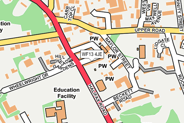 WF13 4JE map - OS OpenMap – Local (Ordnance Survey) WF13 4JE map - OS OpenMap – Local (Ordnance Survey)