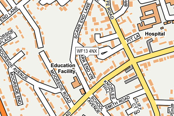 WF13 4NX map - OS OpenMap – Local (Ordnance Survey) WF13 4NX map - OS OpenMap – Local (Ordnance Survey)