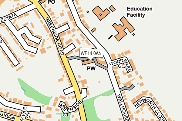 WF14 0AN map - OS OpenMap – Local (Ordnance Survey) WF14 0AN map - OS OpenMap – Local (Ordnance Survey)