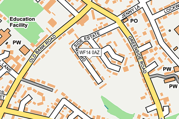 WF14 0AZ map - OS OpenMap – Local (Ordnance Survey) WF14 0AZ map - OS OpenMap – Local (Ordnance Survey)