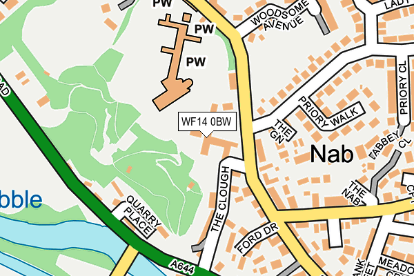 WF14 0BW map - OS OpenMap – Local (Ordnance Survey) WF14 0BW map - OS OpenMap – Local (Ordnance Survey)