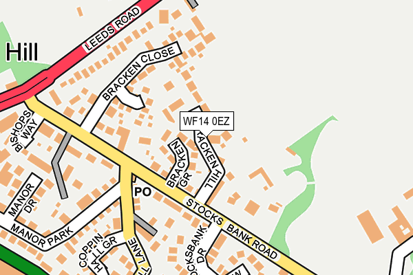 WF14 0EZ map - OS OpenMap – Local (Ordnance Survey) WF14 0EZ map - OS OpenMap – Local (Ordnance Survey)