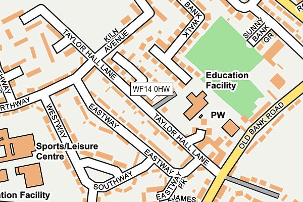 WF14 0HW map - OS OpenMap – Local (Ordnance Survey) WF14 0HW map - OS OpenMap – Local (Ordnance Survey)