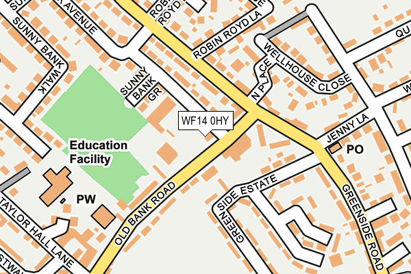 WF14 0HY map - OS OpenMap – Local (Ordnance Survey) WF14 0HY map - OS OpenMap – Local (Ordnance Survey)
