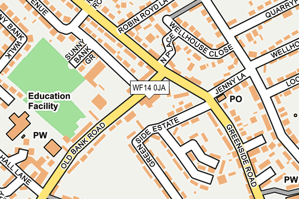 WF14 0JA map - OS OpenMap – Local (Ordnance Survey) WF14 0JA map - OS OpenMap – Local (Ordnance Survey)