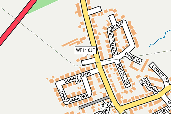 WF14 0JF map - OS OpenMap – Local (Ordnance Survey) WF14 0JF map - OS OpenMap – Local (Ordnance Survey)