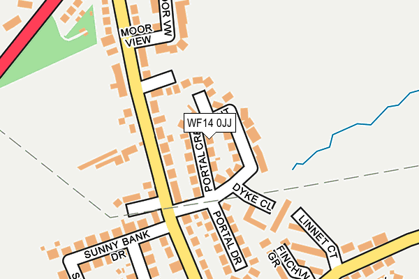 WF14 0JJ map - OS OpenMap – Local (Ordnance Survey)
