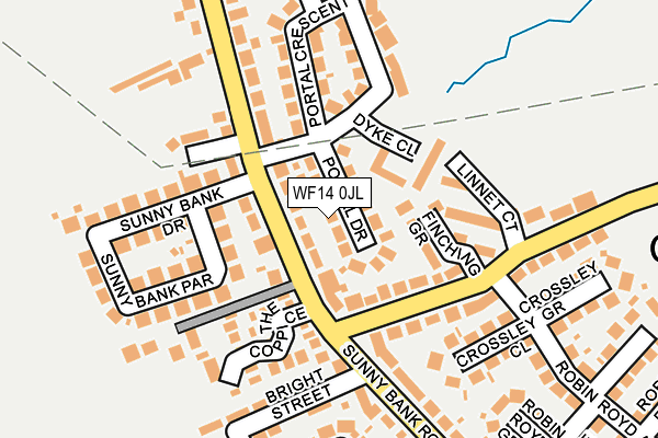 WF14 0JL map - OS OpenMap – Local (Ordnance Survey) WF14 0JL map - OS OpenMap – Local (Ordnance Survey)