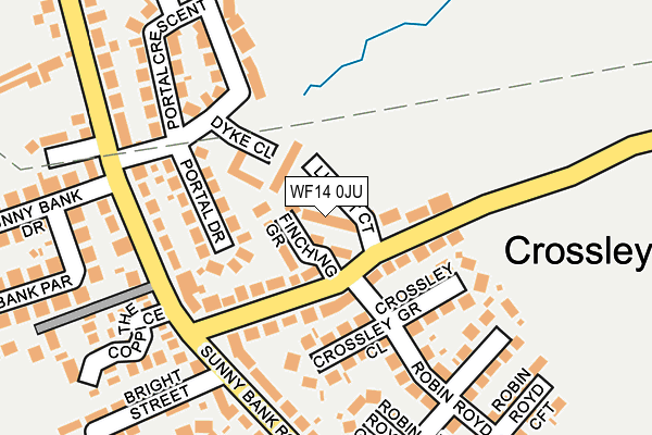 WF14 0JU map - OS OpenMap – Local (Ordnance Survey) WF14 0JU map - OS OpenMap – Local (Ordnance Survey)