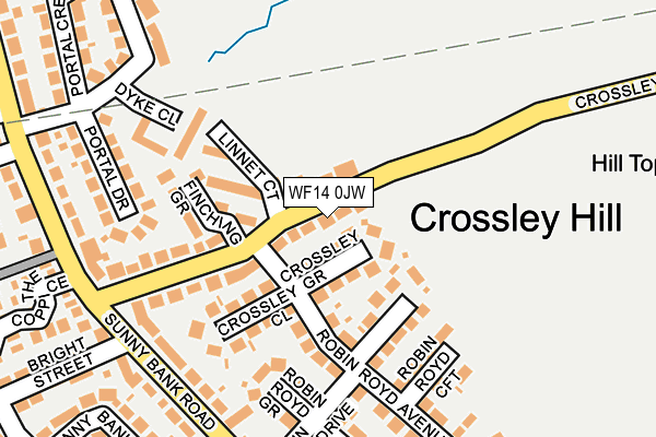 WF14 0JW map - OS OpenMap – Local (Ordnance Survey)